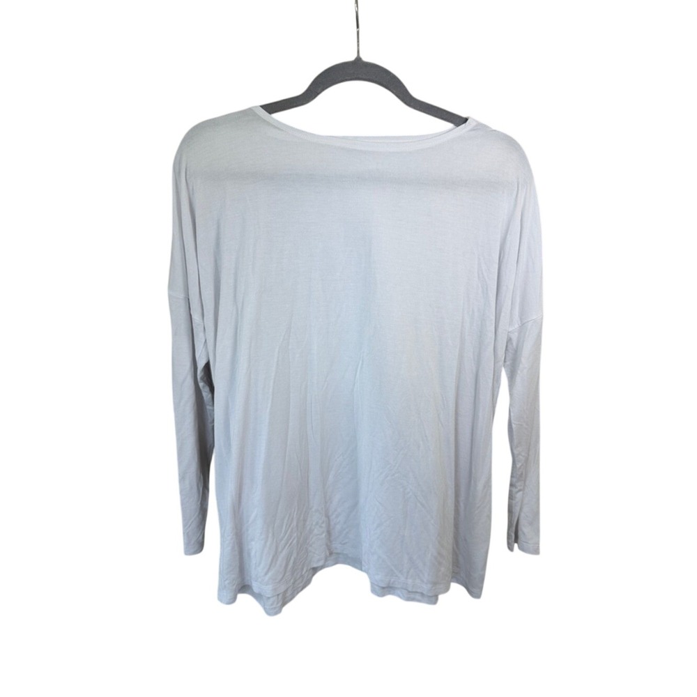 Quince Bamboo Rayon Long Sleeve Tee White Relaxed Fit Scoop Neck Size M